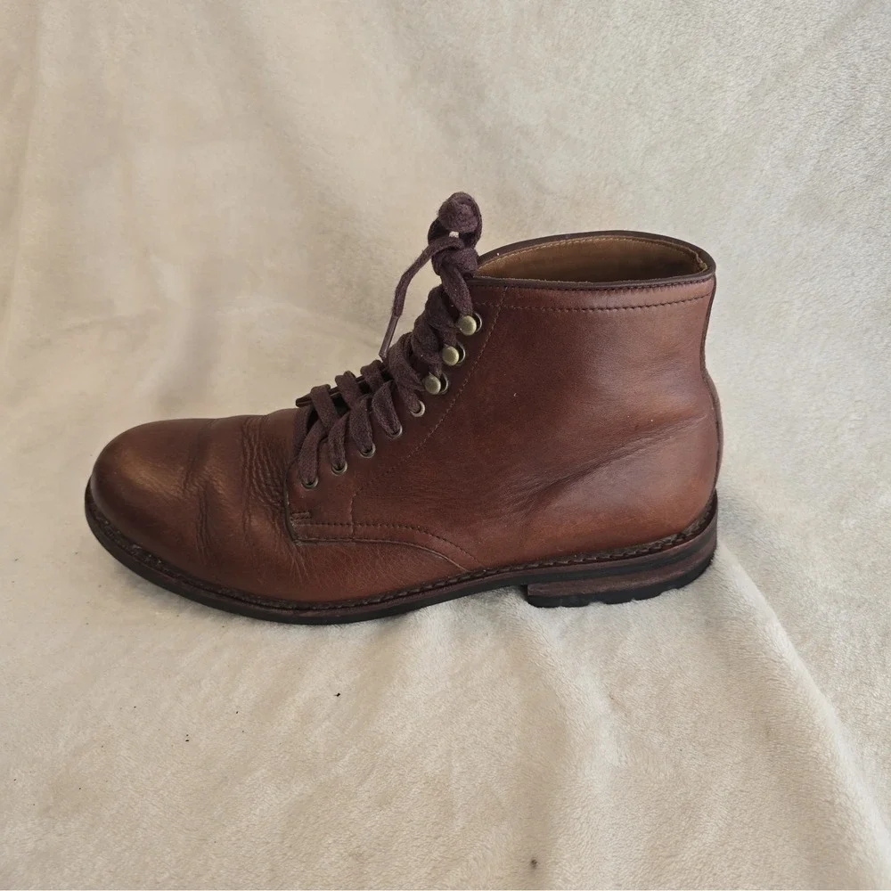 J Crew Kenton Plain-toe Boot Leather Vibram Sole Brown Men's Size 10